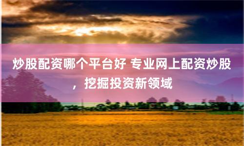 炒股配资哪个平台好 专业网上配资炒股,挖掘投资新领域